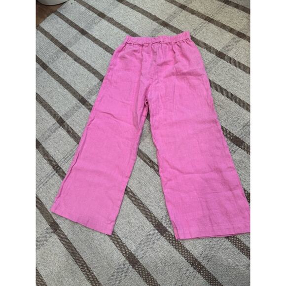 Nooworks Wide Leg Crop Linen Pants Hot Pink Women’s Medium - Picture 10 of 12